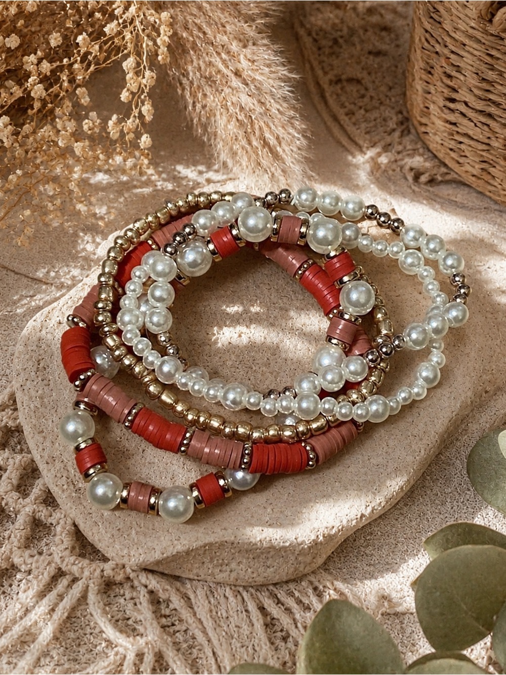 Set of 5 Handmade Beaded Bracelets